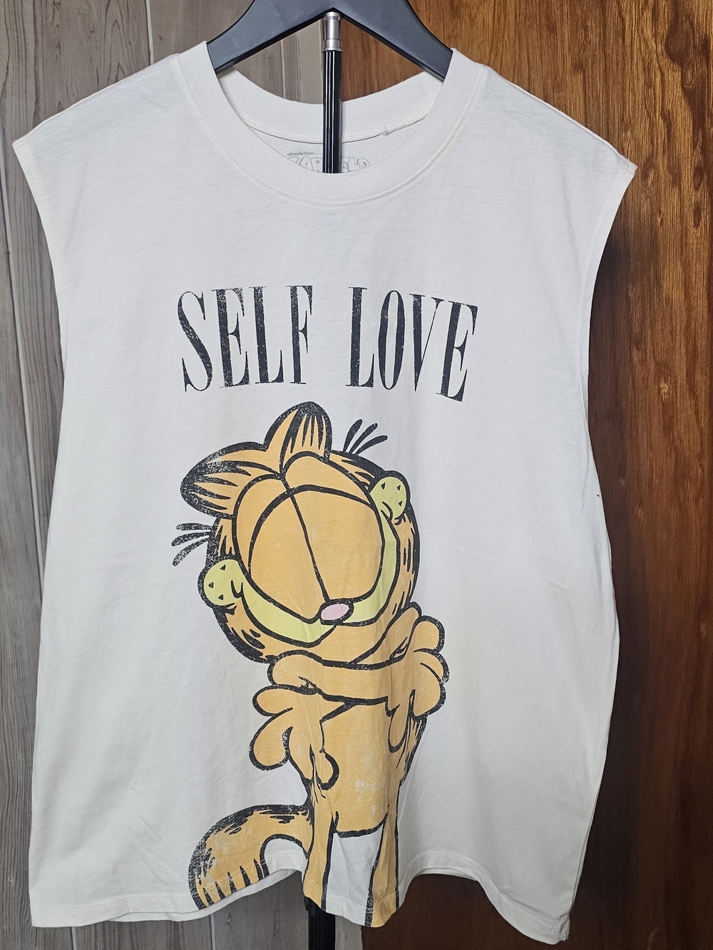 Garfield White 'Self Love' Graphic Muscle Tee - Garfield Print - Junior XXL
